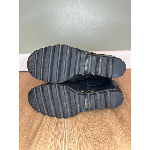 Sorel Women 7.5 Joan Of Arctic Boot Waterproof Black Chelsea Bootie Wedge Preppy - Picture 7 of 8